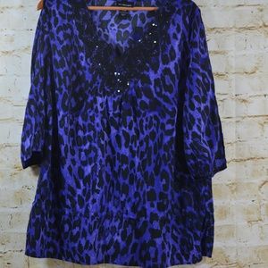 Lane Bryant Leopard Print Top Slit Sleeves